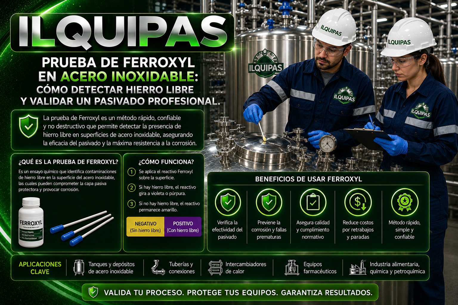 Prueba de Ferroxyl en acero inoxidable: Cómo detectar hierro libre y validar un pasivado profesional