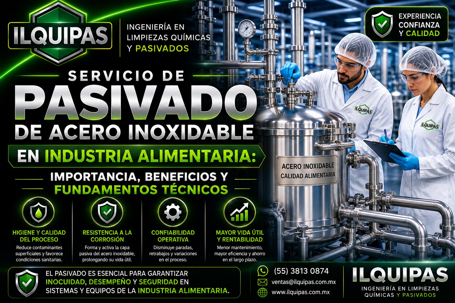 Servicio de pasivado de acero inoxidable en industria alimentaria: Importancia, beneficios y fundamentos técnicos